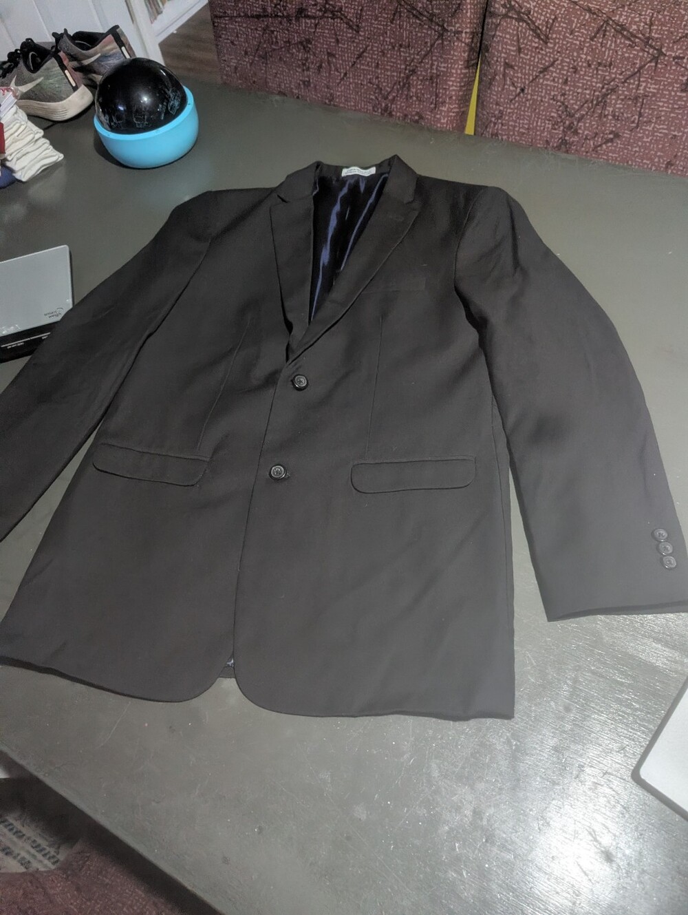 Izod Size 20R Black With Blue Lined Suit Jacket 36" Shoulder EUC